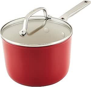 Amazon.com: KitchenAid Hard Anodized Ceramic Nonstick Cookware Sauce Pan with Lid, 3 Quart - Empire Red: Home & Kitchen