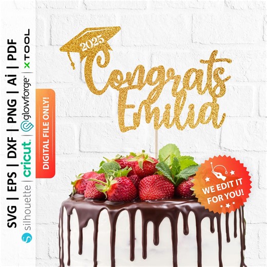 Personalized Congrats Cap Svg, Custom Name Graduation Decor : Digital Download - PD0041 - Etsy