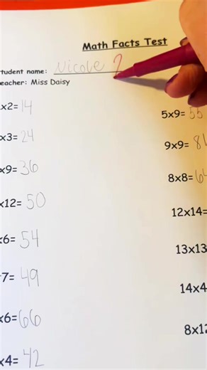 Grading Nicoles Math Test #test #grading #school #correction #missdai. | Jensen Miller
