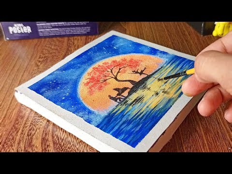 Easy Moon Painting for Beginners | Acrylic Painting for Beginners | Step by Step Painting Tutorial