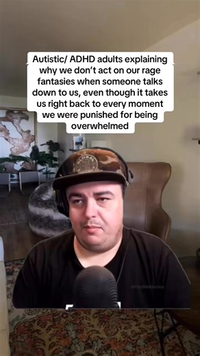 A lot of autistic and ADHD people don’t “snap” when someone talks down to us. Not because we aren’t angry, but because our body remembers what used to happen when we showed any emotion at all.Many of us were punished, shamed, or misunderstood for being overwhelmed. So now, when someone treats us like we’re the problem, the rage we feel isn’t just about today, it’s every moment we were misread growing up hitting us at once.And this is why regulation is so hard.Why we freeze.Why we walk away inste