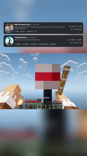 Minecraft "Hold my Items" Mod + "MB-3D Items Pack" #minecraft #minecraftmods #java