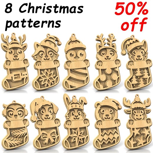 C296-christmas Animals Set - Scroll Saw Pattern (pdf, Dxf, Svg, Eps) - Etsy UK