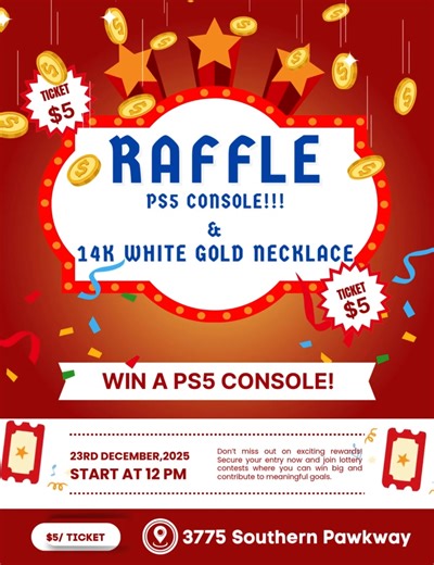 🎉 RAFFLE TIME at Uncle Miltie's! 🎉 Don’t miss your chance to win a PS5 gaming system AND a 14k gold necklace! 🤩 Tickets are only $5 each — an amazing opportunity for some awesome prizes! ❤️ All proceeds go to a family in need. Your support truly makes a difference! 📍 Uncle Miltie's 3775 Southern Pkwy Louisville, KY 40214 Come on out and get your ticket! Good luck everyone! 🍀🎮💛 | Uncle Miltie's Pawn Shop