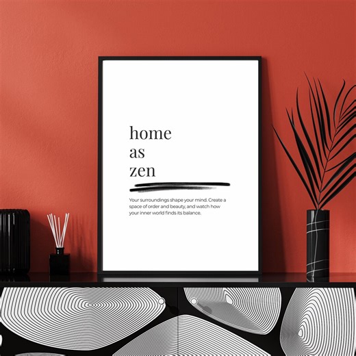 Home as Zen Minimalist Typography Print (digital Download) - Etsy