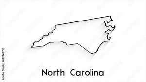 North Carolina State of the United States of America. Animated line location marker on the map. Easy to use with screen transparency mode on your video.