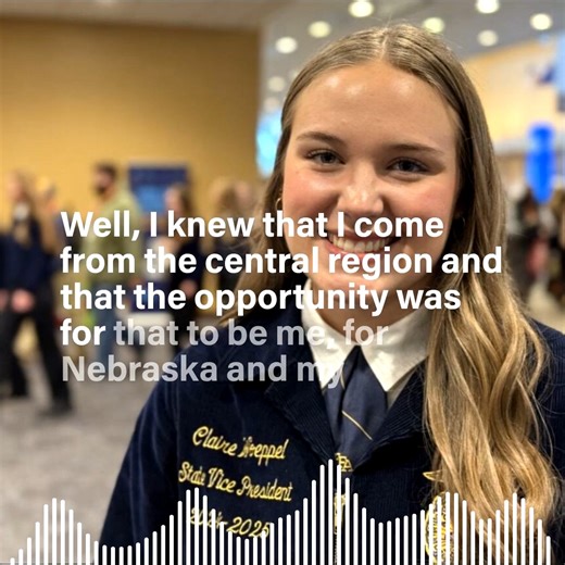 Fresh off the stage at Lucas Oil Stadium, Nebraska’s own Claire Woeppel joins us moments after being elected National FFA Central Region Vice President — becoming the first Nebraskan to hold a national FFA office since 2012. #FFA25 | Rural Radio Network