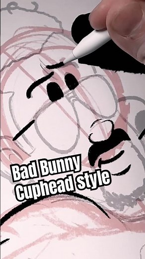 Drawing Bad Bunny 1930s rubberhose vintage cartoon Cuphead style #superbowl #badbunny