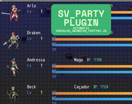 Carvalho Animated PartySV Plugin v3.4 (RPG Maker MV) by carvalhopluginsrpgmakermv