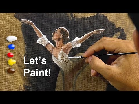 How to Paint a Ballerina in Acrylics / Time-lapse / JMLisondra