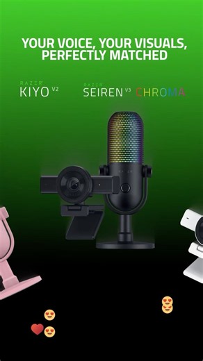The Razer Kiyo V2 and Razer Seiren V3 Chroma come in three color ways.