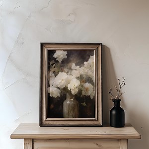 Impression d'art vintage fleur blanche : vase floral rustique (téléchargement numérique) - Etsy France