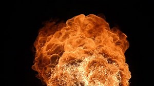 Fire explosion towards camera, shooting with high speed camera.