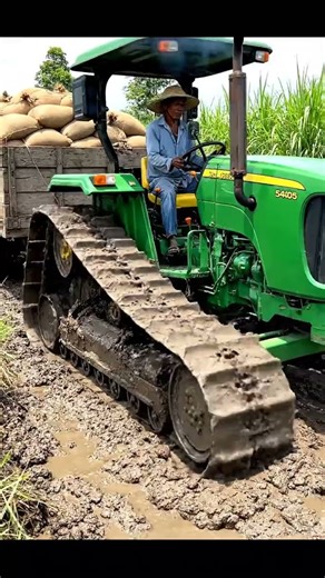 🚜 John Deere 5405 🇺🇸 | Powerful 4WD Tillage Tractor in Deep Mud | Realistic 4K #shorts #johndeere