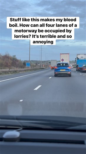 Shit like this makes my blood boil. How can all four lanes of a motorway be blocked by lorries? It’s not just annoying — it’s dangerous driving #drivesafe #lorrydriver #uk | Joshy TV
