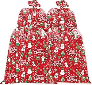 HYmoso Extra Large Christmas Gift Bags, 4PCS Jumbo Bicycle Gift Bags for Oversized Giant Huge Xmas Presents, Reusable Storage Plastic Bag Holiday Gift Wrapping Bags