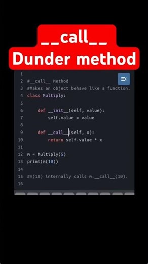 Dunder __call__ method #python #pythonprogramming #pythontutorial