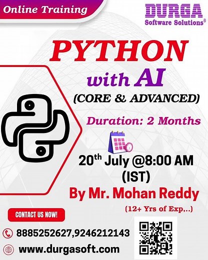 PYTHON with AI (CORE & ADVANCED) Online Training @ DURGASOFT #durgasoft #python #shorts