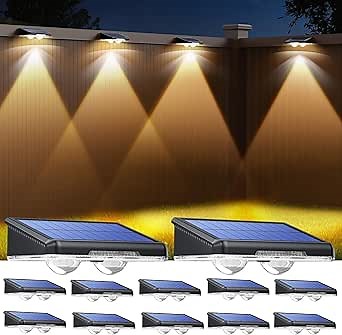 TECKNET Solar Fence Lights Outdoor 12 Pack, 3 Modes - Warm/Natural/Cool White, IP66 Waterproof Solar Lights for Fence with 2 High Brightness LED, Outside lighting Decor for Patio Wall Railing Backyard
