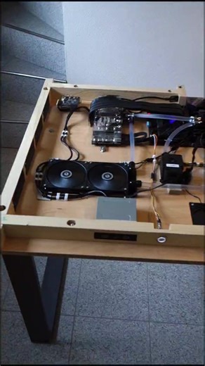 Inside of the Table. #TablePC #DeskPC #array #computer #rig #gaming #setup #watercooled