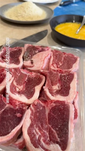 Dinner prep done ✅ for the @aussiecampfirekitchens family tonight! Crumbed Aussie Lamb Chops 🙌🔥 | Aussie Campfire Kitchens