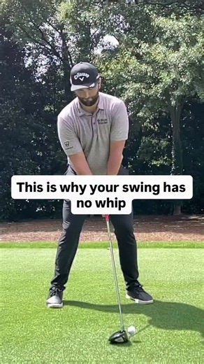 This is why your swing has no whip… ⚡️ Speed isn’t created by simply turning everything faster. In fact, when the body, hands and club all move together, you can actually remove one of the biggest sources of speed from the golf swing. Separation. Watch what happens in the best players as they start down. The body begins to rotate open… While the hands stay deeper and the club works onto a shallower plane. Those two movements are travelling in different directions. That creates stretch. It loads 