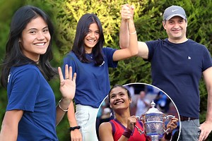 Emma all smiles as she returns home to see parents after epic US Open win