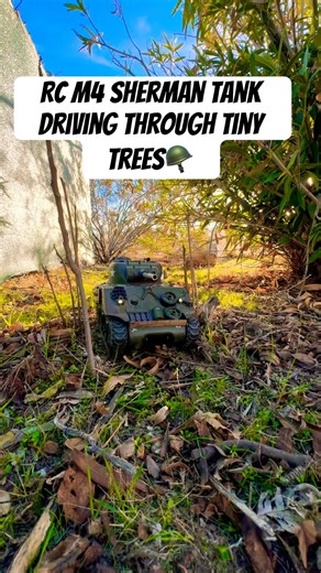 Rc m4 Sherman tank driving through tiny trees # Kai builds