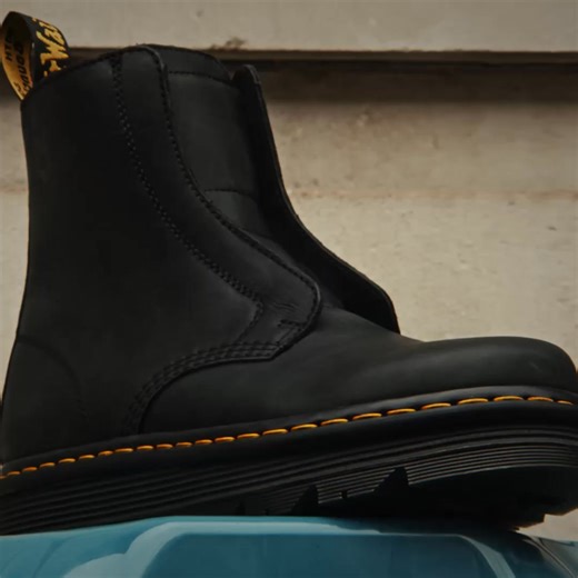 Slip on. Pressure off. Take laces off your list of things to do in our newest laceless boot with a cushioned Zebzag sole. | Dr. Martens