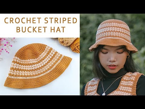 Easy Crochet Striped Bucket Hat Tutorial | Chenda DIY