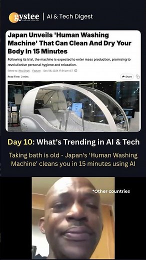 🚀 Japan’s AI Body-Washing Machine Cleans You in 15 Mins! #Tech #AI #Future