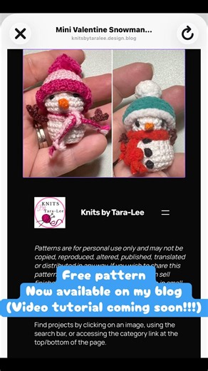 FREE Mini Crochet Snowman Pattern ⛄️❄️ (2 Versions!) on Blog!!!