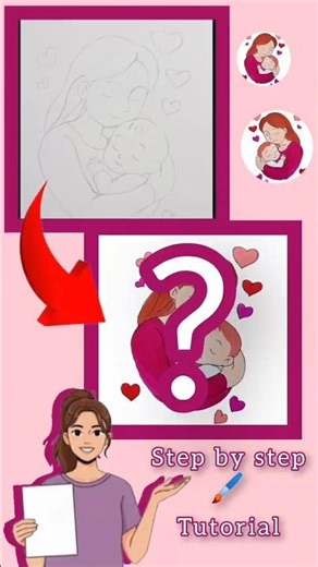 Mother with baby son🤱 son Mother's love painting 💗 #shorts #mother #art #painting #mothersday