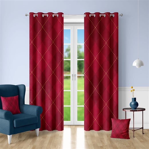 Rideaux de fenêtre rouges à losanges - rideaux de Noël à carreaux losanges bordeaux, panneaux assombrissants, passe-fils ou passe-tringle - Etsy France