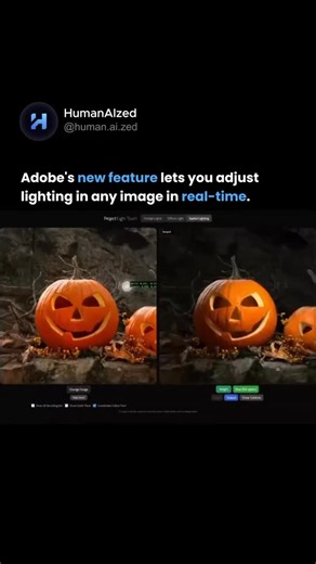 HumanAIzed on Instagram: "Adobe just unveiled Project Light Touch, a new AI-powered tool that lets you relight photos in real time. 💡 You can move a virtual light source around an image, instantly changing direction, color, and intensity — almost like adjusting studio lights after the photo was already taken. Shadows shift, highlights pop, and the mood transforms in seconds. This isn’t just surface-level editing. Adobe’s AI can understand the 3D structure of a scene, letting you manipulate ligh