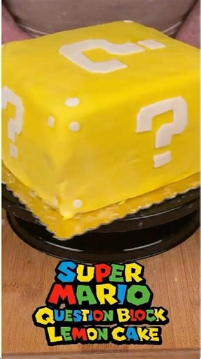 This Super Mario Question block cake actually tastes INSANE 🍋❔#shorts #viralshorts