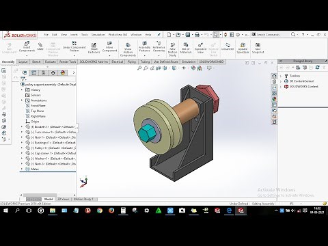 How to Design pulley support assembly in solidworks
