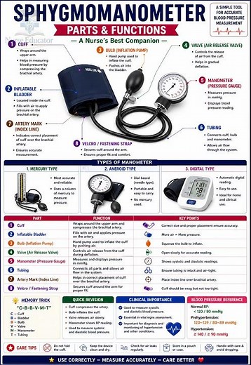 Sphygmomanometer (BP Apparatus) Parts & Functions #Sphygmomanometer #BloodPressure #BPMeasurement