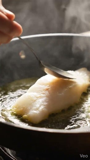 Cod fillet searing