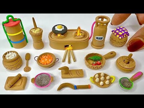 Amazing technique make kitchen set with polymer clay | Miniature clay kitchen set | kitchen set