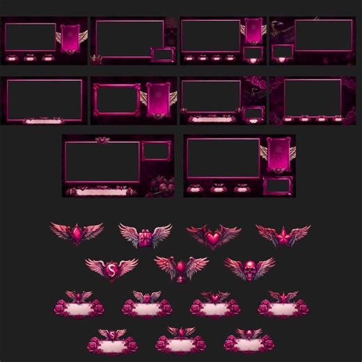 Gothic Pink Roses Stream Overlay Package: Animated Stream Pack - Etsy Australia