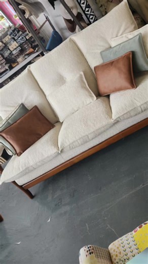 Our team today leading the way retro style sofa polished and recovered in our beautiful teddy fabric get booked in today Sofaman upholstery 07900 604 623 | The Sofa Man