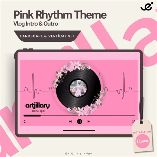 এJill on Instagram: "Elevate your videos with Pink Rhythm, a soft, pastel-inspired Vlog/Youtube intro designed for content creators who want a stylish, polished look without starting from scratch. Perfect for lifestyle, fashion, beauty, or daily vlogs, this intro combines smooth motion, rhythmic visuals, and dreamy pink tones to create an aesthetic and professional vibe for your channel. Template Link: https://artjillarydesign.gumroad.com/l/youtubebranding?layout=profile #youtube #yt #canva #you