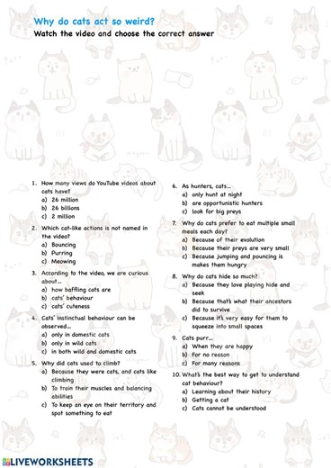 Why do cats act so weird?act so weird? worksheet
