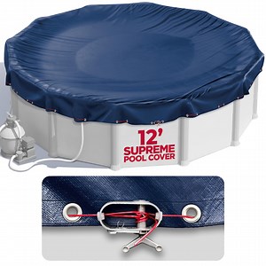 12 ft Round Pool Cover for Above Ground Pools, Above Ground Pool Cover, Winter Pool Cover, Navy Blue