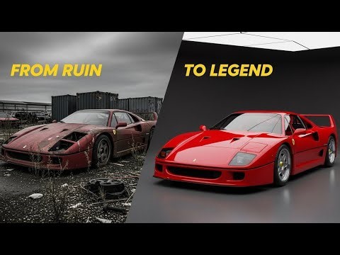 ASMR Car Restoration Full Rebuild of Red Ferrari F40 1989 from Abandoned Condition to Looking New