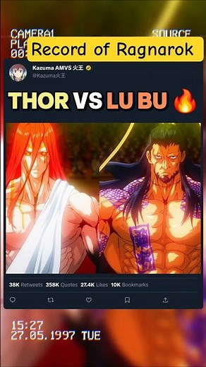 Thor Contre Lu Bu 😱☠️ | #recordofragnarok #edit #amv #valkyrieapocalypse #anime #mangaedit