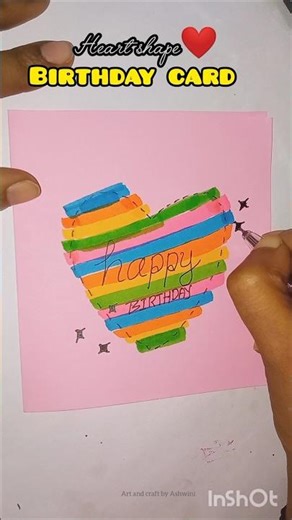 DIY ❤️heart shape birthday card using multicolour easy 🤗 way #art #diy #shorts #papercraft