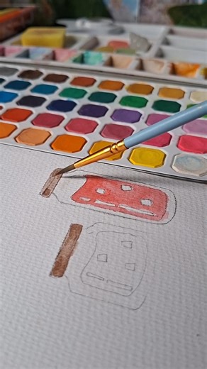 watercolor doodles 🧊🎨 easy watercolor painting for beginners #art #watercolor