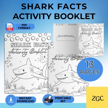 Printable Shark Fact Activity Booklet for Kids | Ocean Animal Worksheets | Fun
